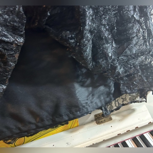 Principles Vintage Black Sheer Floral Lace Pleated Layered Skirt Made in Canada - Picture 9 of 14